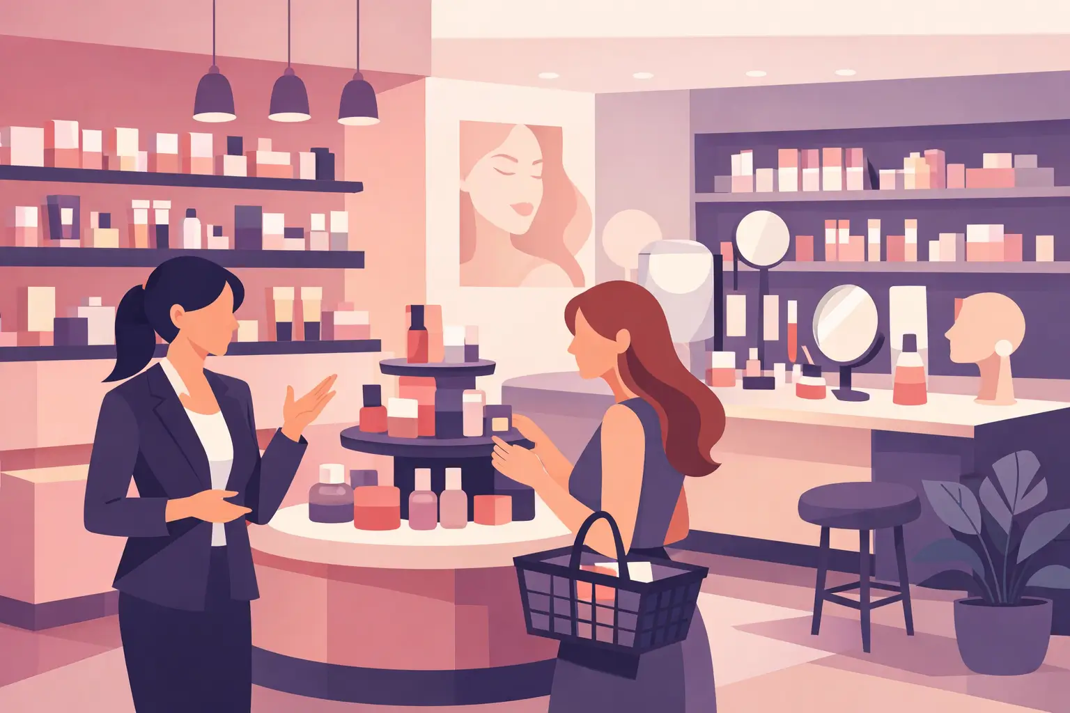 Mobilier pentru magazin cosmetice care vinde